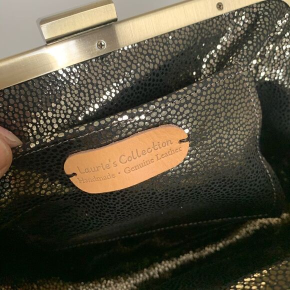 Handmade Floral  Embossed Cowhide Push Lock Clutch, Shoulder Bag, Crossbody - Picture 15 of 16